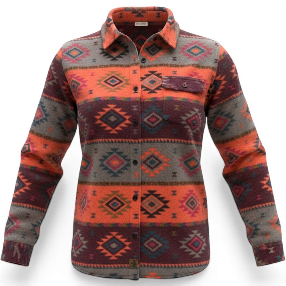 Legendary Whitetails Womens Fleece Southwestern Button Down Shirt Aztec Large
